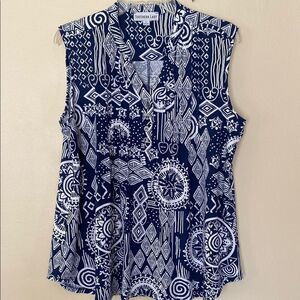 Southern Lady Navy and White Patterned Women's Top